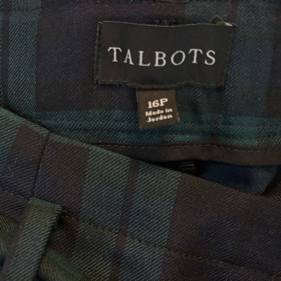 Talbots Black Watch Tie Waist Wool Blend Tartan Ankle Pants - Picture 4 of 8
